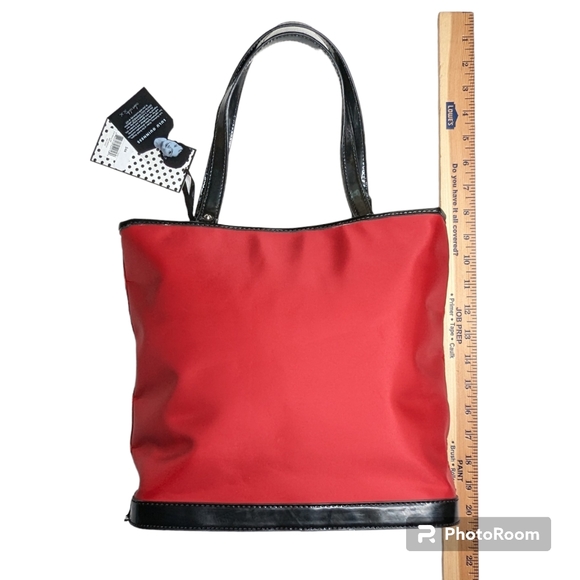 Lulu Guinness London Print Red Black Handbag Shoulder Bag Purse Stamp NWT - Picture 6 of 16